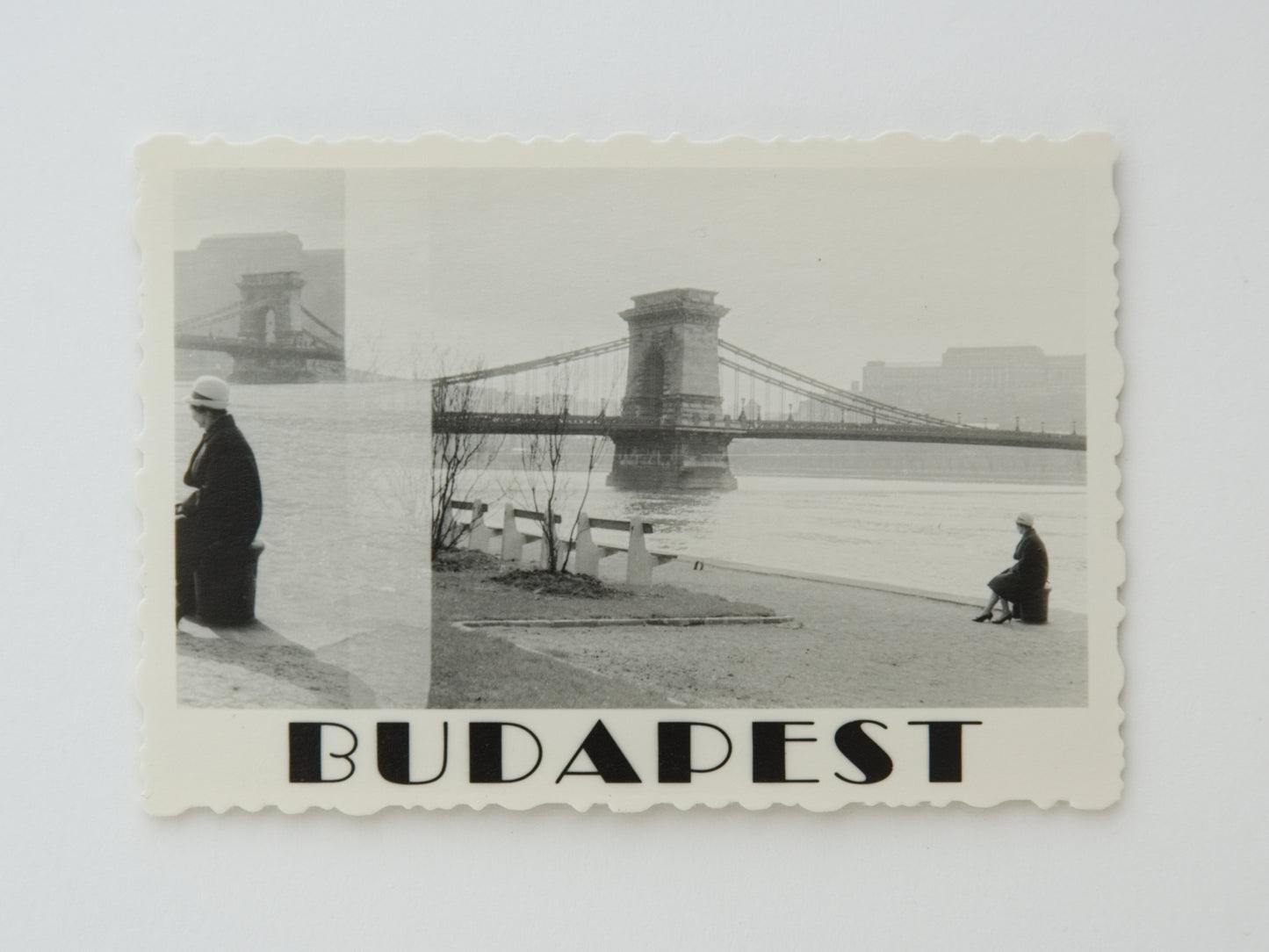 Budapest, lower embankment, Chain Bridge, 1966